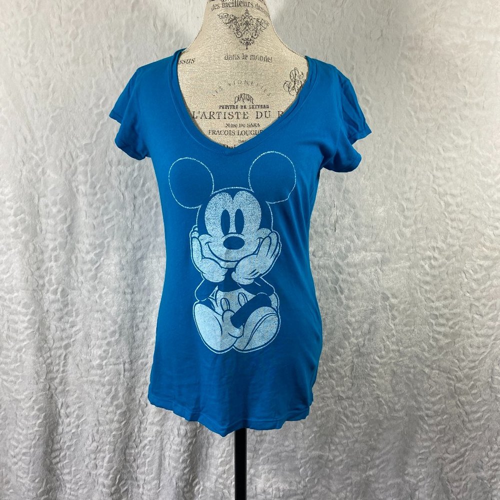Disney V-Neck Tee Shirt Sitting Mickey Mouse